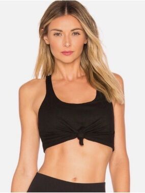ALO Yoga Black Knotted Front Sports Bra Crop